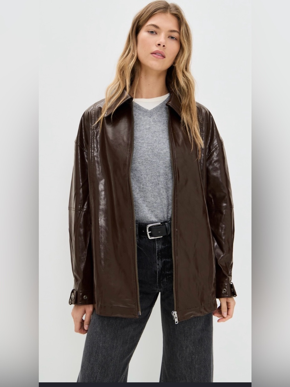 Free People We The Free Sloane Faux Leather Jacket Chocolate Small BNWT